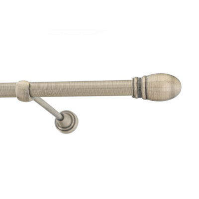 Toolty Antique Brass Metal Curtain Pole 19mm With Finials Rod Classic Brackets Oval 230Cm from B&Q