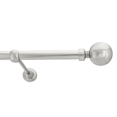 Toolty Inox Metal Curtain Pole 19mm With Finials Rod Classic Brackets Ball 145Cm from B&Q