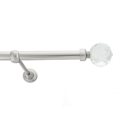 Toolty Inox Metal Curtain Pole 19mm With Finials Rod Classic Brackets Beluna 390Cm from B&Q