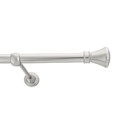 Toolty Inox Metal Curtain Pole 19mm With Finials Rod Classic Brackets Liberty 195Cm from B&Q