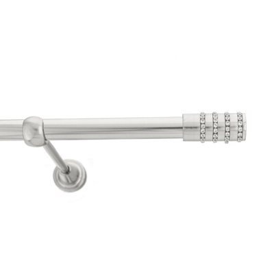 Toolty Inox Metal Curtain Pole 19mm With Finials Rod Classic Brackets Roseti 145Cm from B&Q