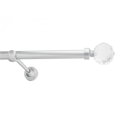 Toolty Chrome Metal Curtain Pole 19mm With Finials Rod Classic Brackets Beluna 230Cm from B&Q