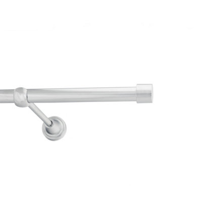 Toolty Chrome Metal Curtain Pole 19mm With Finials Rod Classic Brackets Luna 350Cm from B&Q