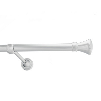 Toolty Chrome Metal Curtain Pole 19mm With Finials Rod Classic Brackets Liberty 145Cm from B&Q