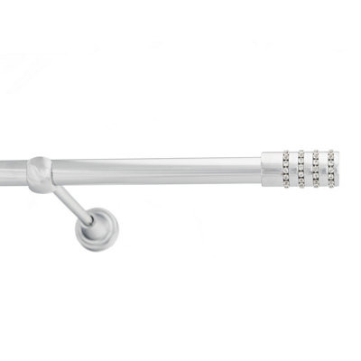 Toolty Chrome Metal Curtain Pole 19mm With Finials Rod Classic Brackets Roseti 115Cm from B&Q