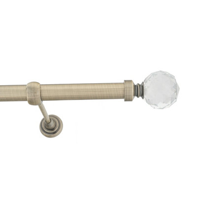 Toolty Antique Brass Metal Curtain Pole 25mm With Finials Rod Classic Brackets Beluna 350Cm from B&Q