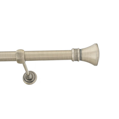 Toolty Antique Brass Metal Curtain Pole 25mm With Finials Rod Classic Brackets Liberty 390Cm from B&Q