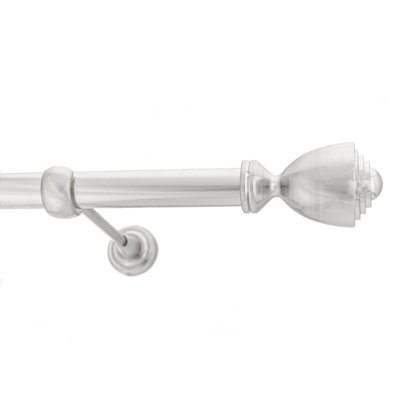 Toolty Inox Metal Curtain Pole 25mm With Finials Rod Classic Brackets Avanti 290Cm from B&Q