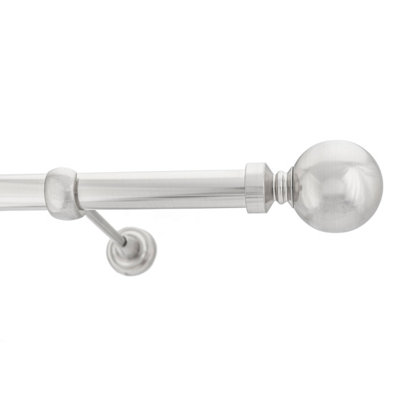 Toolty Inox Metal Curtain Pole 25mm With Finials Rod Classic Brackets Ball 390Cm from B&Q