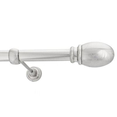 Toolty Inox Metal Curtain Pole 25mm With Finials Rod Classic Brackets Oval 145Cm from B&Q