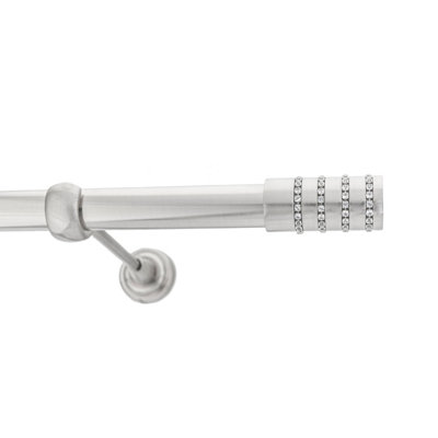 Toolty Inox Metal Curtain Pole 25mm With Finials Rod Classic Brackets Roseti 115Cm from B&Q