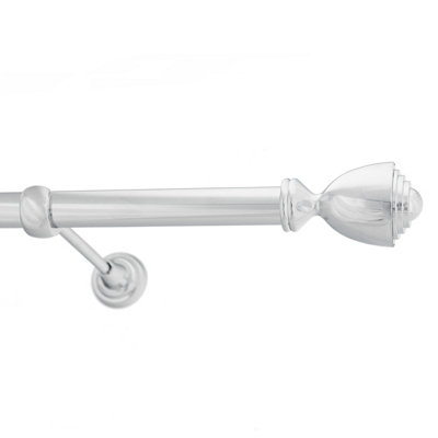 Toolty Chrome Metal Curtain Pole 25mm With Finials Rod Classic Brackets Avanti 175Cm from B&Q