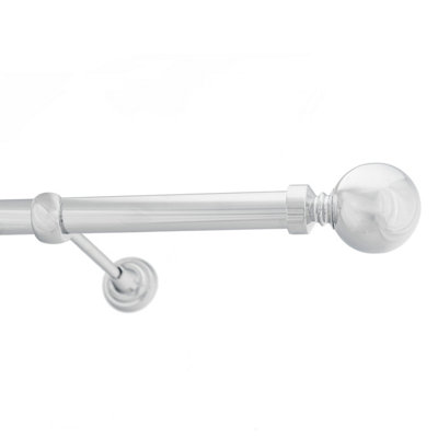 Toolty Chrome Metal Curtain Pole 25mm With Finials Rod Classic Brackets Ball 390Cm from B&Q