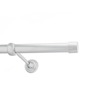 Toolty Chrome Metal Curtain Pole 25mm With Finials Rod Classic Brackets Luna 390Cm from B&Q