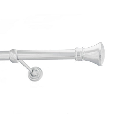 Toolty Chrome Metal Curtain Pole 25mm With Finials Rod Classic Brackets Liberty 390Cm from B&Q