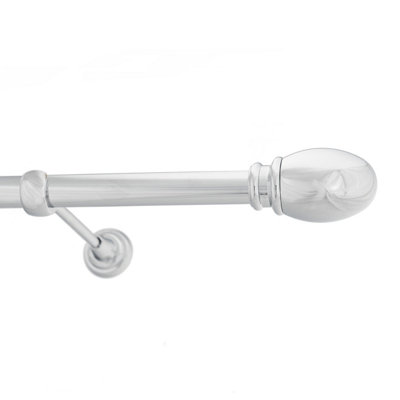 Toolty Chrome Metal Curtain Pole 25mm With Finials Rod Classic Brackets Oval 390Cm from B&Q