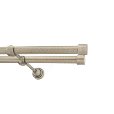 Toolty Double Metal Curtain Pole 19/19mm With Finials Rod Classic Brackets Luna 390Cm Antique Brass from B&Q