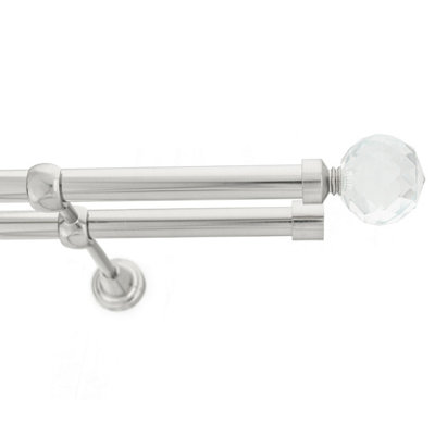 Toolty Double Metal Curtain Pole 19/19mm With Finials Rod Classic Brackets Beluna 115Cm Inox from B&Q