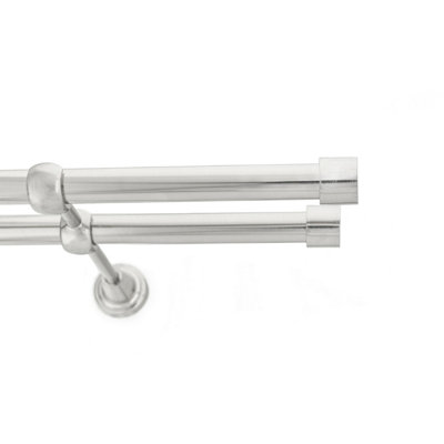 Toolty Double Metal Curtain Pole 19/19mm With Finials Rod Classic Brackets Luna 350Cm Inox from B&Q