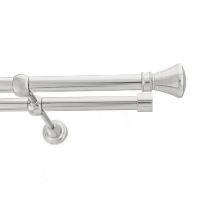 Toolty Double Metal Curtain Pole 19/19mm With Finials Rod Classic Brackets Liberty 390Cm Inox from B&Q