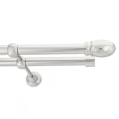 Toolty Double Metal Curtain Pole 19/19mm With Finials Rod Classic Brackets Oval 145Cm Inox from B&Q