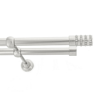 Toolty Double Metal Curtain Pole 19/19mm With Finials Rod Classic Brackets Roseti 115Cm Inox from B&Q