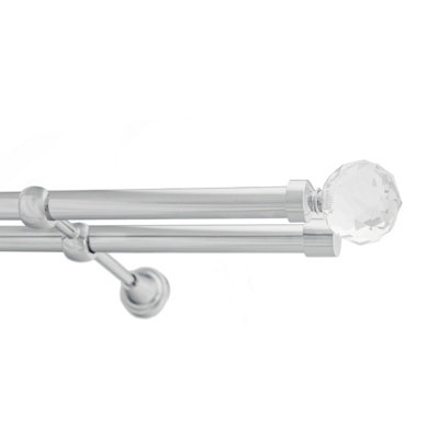 Toolty Double Metal Curtain Pole 19/19mm With Finials Rod Classic Brackets Beluna 390Cm Chrome from B&Q