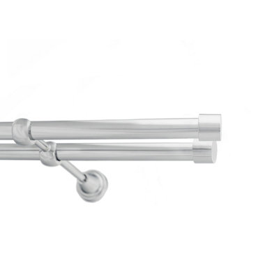 Toolty Double Metal Curtain Pole 19/19mm With Finials Rod Classic Brackets Luna 390Cm Chrome from B&Q