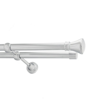 Toolty Double Metal Curtain Pole 19/19mm With Finials Rod Classic Brackets Liberty 390Cm Chrome from B&Q