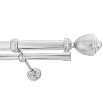 Toolty Double Metal Curtain Pole 25/19mm With Finials Rod Classic Brackets Avanti 175Cm Inox from B&Q