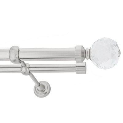 Toolty Double Metal Curtain Pole 25/19mm With Finials Rod Classic Brackets Beluna 290Cm Inox from B&Q