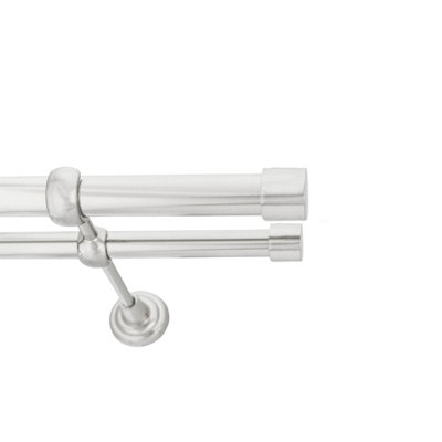 Toolty Double Metal Curtain Pole 25/19mm With Finials Rod Classic Brackets Luna 175Cm Inox from B&Q