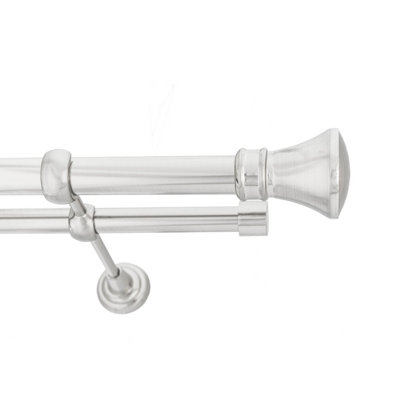Toolty Double Metal Curtain Pole 25/19mm With Finials Rod Classic Brackets Liberty 115Cm Inox from B&Q