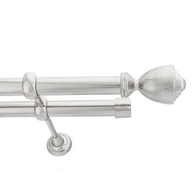 Toolty Double Metal Curtain Pole 25/25mm With Finials Rod Cassic Brackets Avanti 350Cm Inox from B&Q