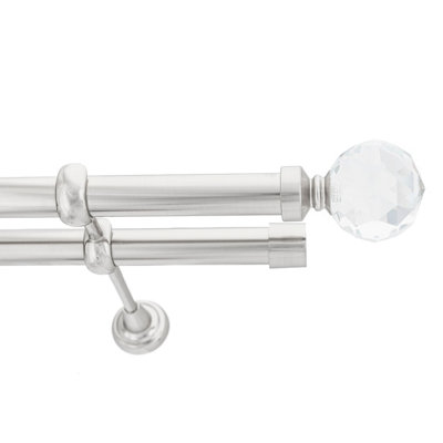 Toolty Double Metal Curtain Pole 25/25mm With Finials Rod Cassic Brackets Beluna 350Cm Inox from B&Q