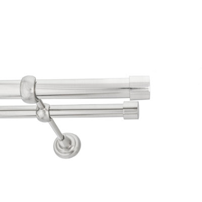 Toolty Double Metal Curtain Pole 25/25mm With Finials Rod Cassic Brackets Luna 195Cm Inox from B&Q