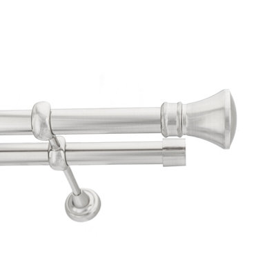 Toolty Double Metal Curtain Pole 25/25mm With Finials Rod Cassic Brackets Liberty 175Cm Inox from B&Q