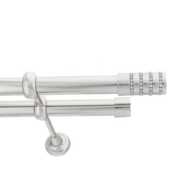 Toolty Double Metal Curtain Pole 25/25mm With Finials Rod Cassic Brackets Roseti 350Cm Inox from B&Q