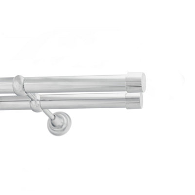 Toolty Double Metal Curtain Pole 25/25mm With Finials Rod Cassic Brackets Luna 175Cm Chrome from B&Q