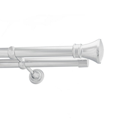 Toolty Double Metal Curtain Pole 25/25mm With Finials Rod Cassic Brackets Liberty 390Cm Chrome from B&Q