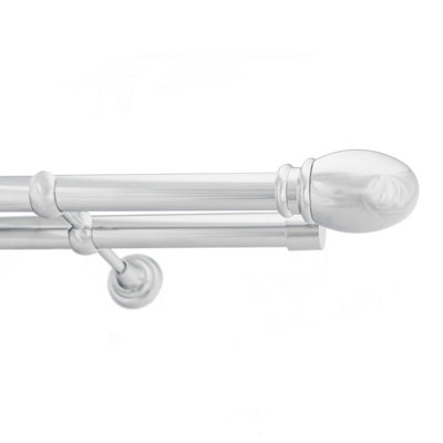 Toolty Double Metal Curtain Pole 25/25mm With Finials Rod Cassic Brackets Oval 390Cm Chrome from B&Q