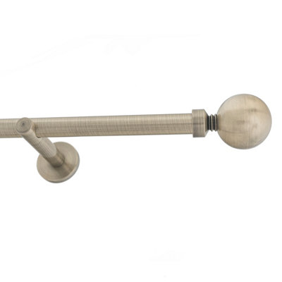 Toolty Antique Brass Metal Curtain Pole 19mm With Finials Rod Modern Brackets Ball 230Cm from B&Q