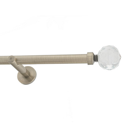 Toolty Antique Brass Metal Curtain Pole 19mm With Finials Rod Modern Brackets Beluna 115Cm from B&Q