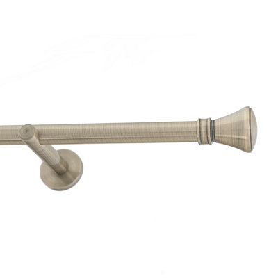 Toolty Antique Brass Metal Curtain Pole 19mm With Finials Rod Modern Brackets Liberty 230Cm from B&Q