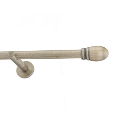 Toolty Antique Brass Metal Curtain Pole 19mm With Finials Rod Modern Brackets Oval 230Cm from B&Q