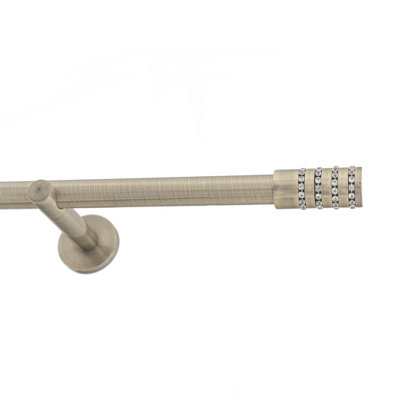 Toolty Antique Brass Metal Curtain Pole 19mm With Finials Rod Modern Brackets Roseti 195Cm from B&Q