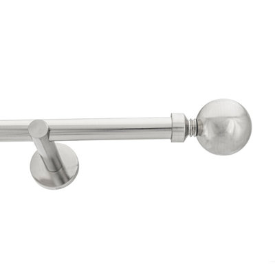 Toolty Inox Metal Curtain Pole 19mm With Finials Rod Modern Brackets Ball 350Cm from B&Q