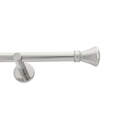 Toolty Inox Metal Curtain Pole 19mm With Finials Rod Modern Brackets Liberty 350Cm from B&Q