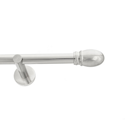 Toolty Inox Metal Curtain Pole 19mm With Finials Rod Modern Brackets Oval 175Cm from B&Q