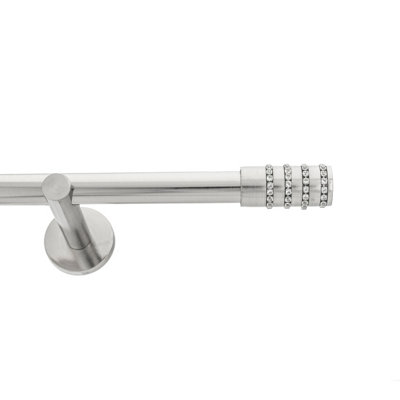 Toolty Inox Metal Curtain Pole 19mm With Finials Rod Modern Brackets Roseti 195Cm from B&Q